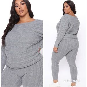 New💕 Curvy Diva Heather Gray Knit Leggings Set 1X